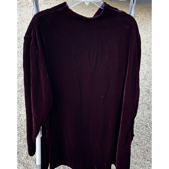 Elizabeth by Liz Claiborne Velvet Top Women's Size 22 Maroon Long Sleeve - Picture 7 of 11
